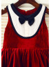 Red Velvet Ivory Lace Vintage Flower Girl Dress